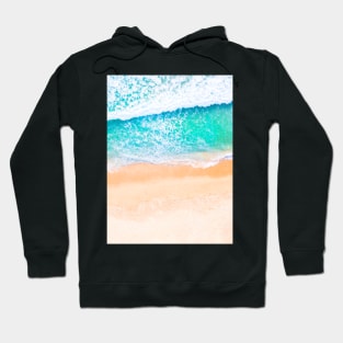 Blue sea waves, Calm blue ocean, Summer sky, Clear blue sky, Baby Blue, Water, Beach, Beach sand Hoodie